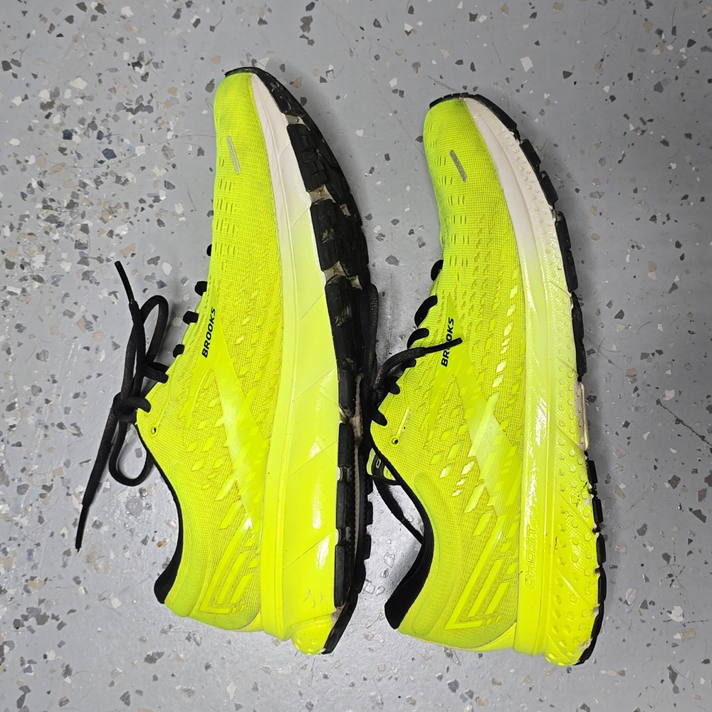 Brooks Ghost 13 Neon Yellow and Black Running Sneakers - Picture 3 of 9